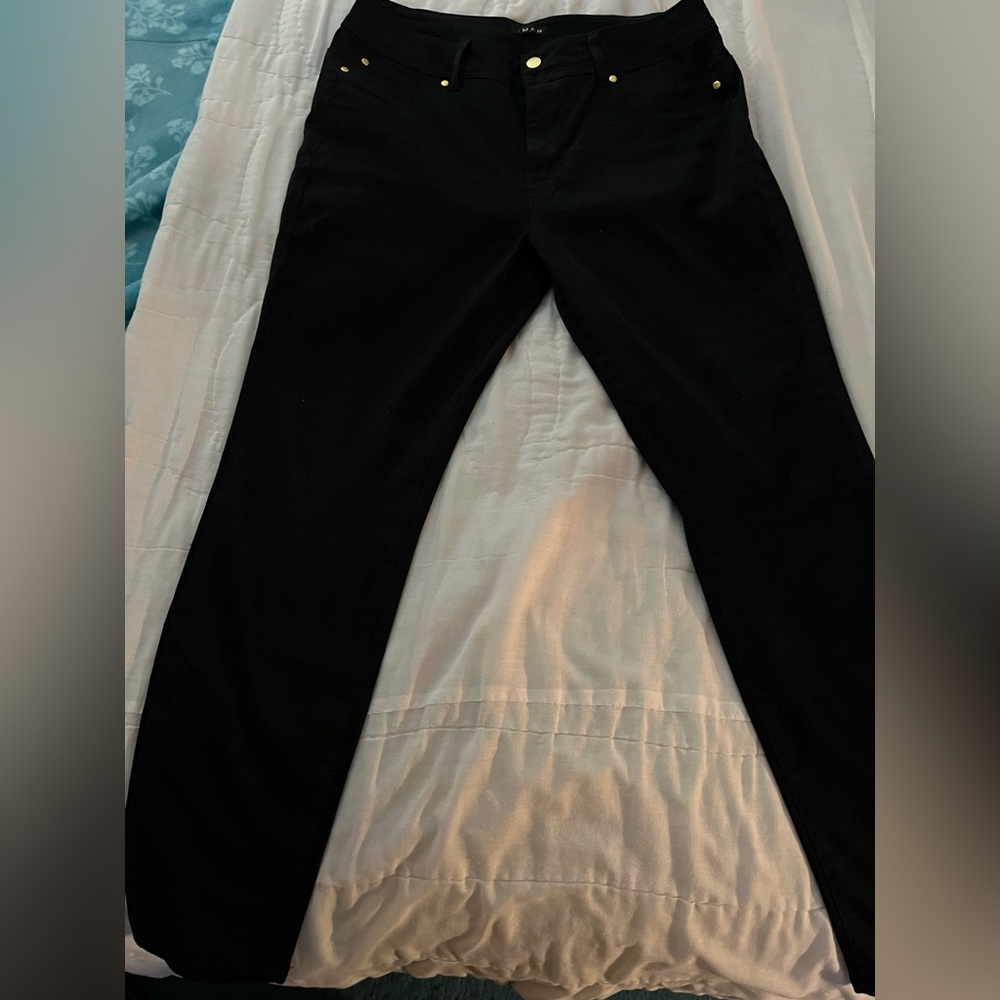 IMAN Black Jeans with Gold Buttons